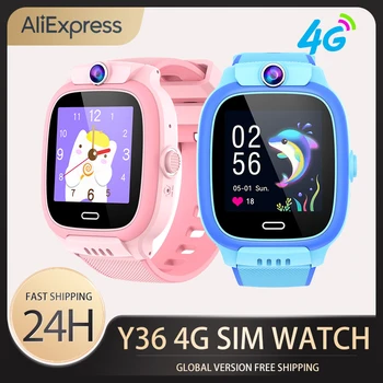Умные часы Y36, 4G SIM, Видеозвонок, чат, Местоположение SOS Для мальчиков и девочек, Водонепроницаемые часы с сообщениями, камера Android, WIFI, Детские наручные часы