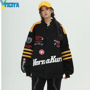 Университетская куртка YICIYA, пальто, бомбер, женская новая верхняя одежда, унисекс, американские y2k, винтажные бейсбольные куртки, мотоциклетное пальто оверсайз, топ