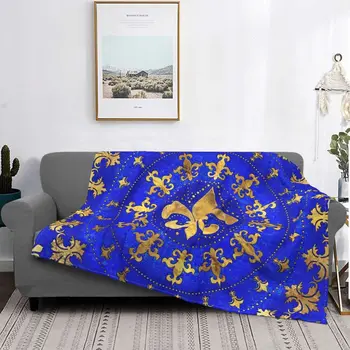 Фланелевое одеяло Fleur De Lis Lapis Lazuli Shake, одеяло с символом Лилии, для дома, Спальни, Легкое Тонкое Постельное белье