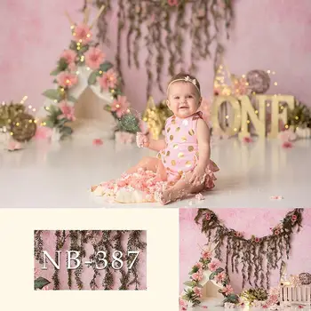 Фоны для фотосъемки новорожденных с цветочным рисунком, Фотостудия с цветочным рисунком, розовый фон для фотосъемки, реквизит для украшения Дня рождения