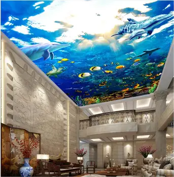 Фото на заказ, 3d обои, нетканый морской мир, дельфин, рыбный кластер, фоновое изображение, потолочные фрески, украшение комнаты, живопись