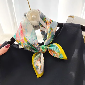 Ханчжоу Шелк, картина маслом, шелковый шарф Тутового цвета, Женский весенне-осенний 100% шелковый шарф, 53 Квадратных шарфа, воротник с костюмом, пальто