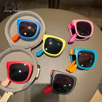 Цветные милые складные детские солнцезащитные очки для детей, круглые красивые повседневные очки для фотосъемки, подарок для маленьких девочек, очки для мальчиков Uv400