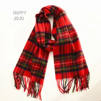 Шерстяной шарф женский мужской классический красный клетчатый платок узкий короткий модный тонкий зимний теплый кашемировый зеленый шарфы подарок для дам и девочек