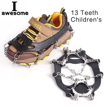 Шип для захвата льда с 13 Зубьями для детской обуви, Противоскользящие Нескользящие Детские Кошки, Шипы, Захваты для Альпинизма, Ботинки