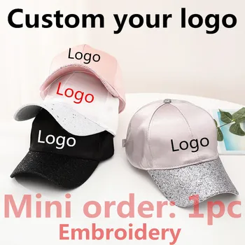 Шляпы дальнобойщиков с логотипом на заказ, женские повседневные шелковые спортивные кепки, бейсболка для взрослых, блестки в стиле хип-хоп, лоскутные шляпы snapback