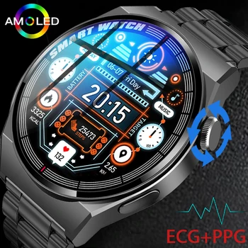 ЭКГ + PPG Bluetooth Вызов Смарт-часы Мужские GT3 Pro AMOLED Спортивный Фитнес-трекер Водонепроницаемые Мужские умные часы для HUAWEI XIAOMI