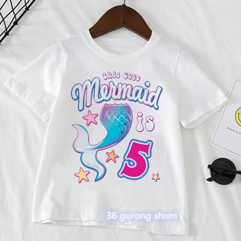 Эта милая Русалка-подарок от 2 до 12 лет на День рождения, Футболка с графическим принтом, Кавайная детская одежда Для девочек, рубашка в стиле Харадзюку, Летние модные топы
